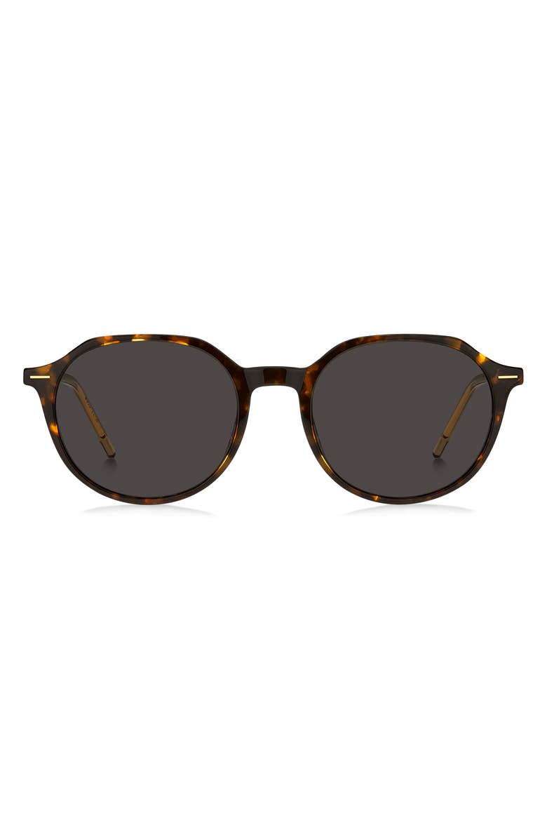 BOSS 51mm Round Geometric Sunglasses, Main, color, Havana