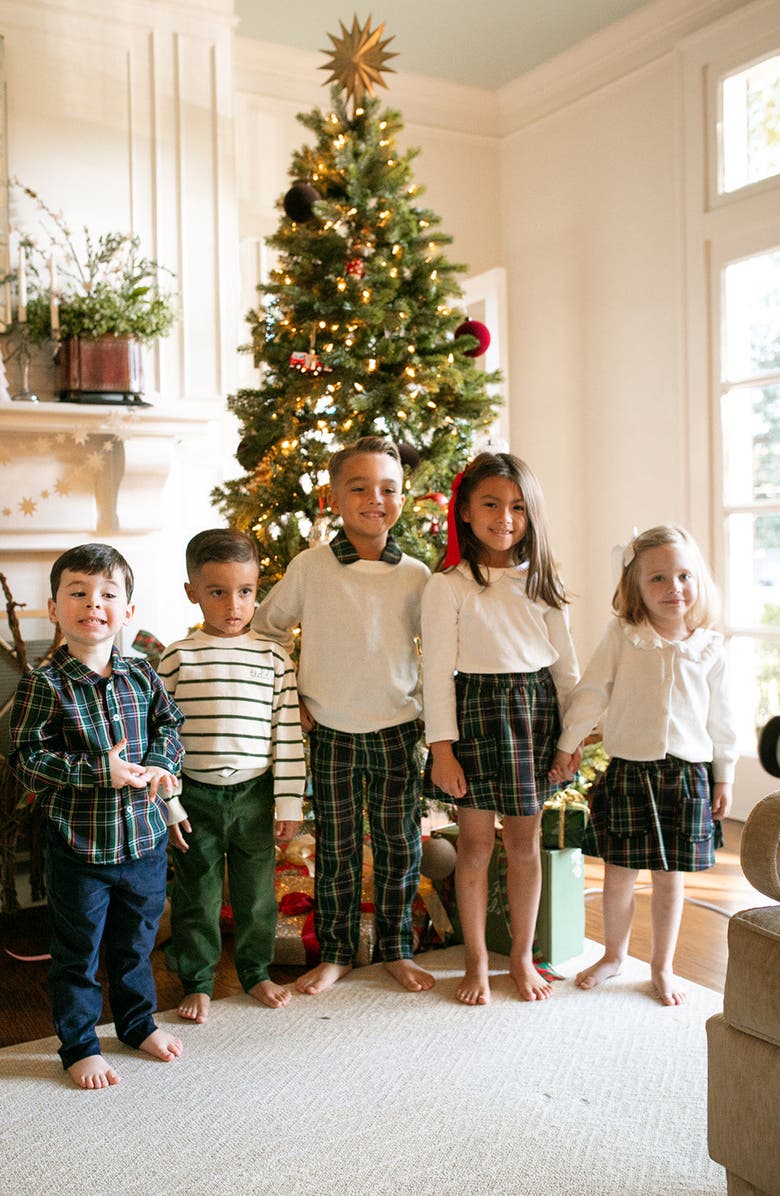 Little Paper Kids Nelson Navy Tartan Button-Down Shirt, Alternate, color, Navy Tartan