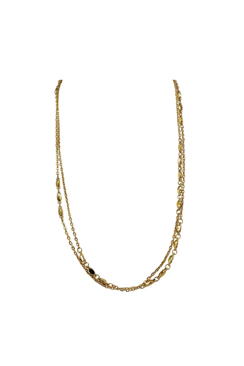 Vintage 1980s Gold Tone Oval Bead  Station Necklace, Alternate, color, gold