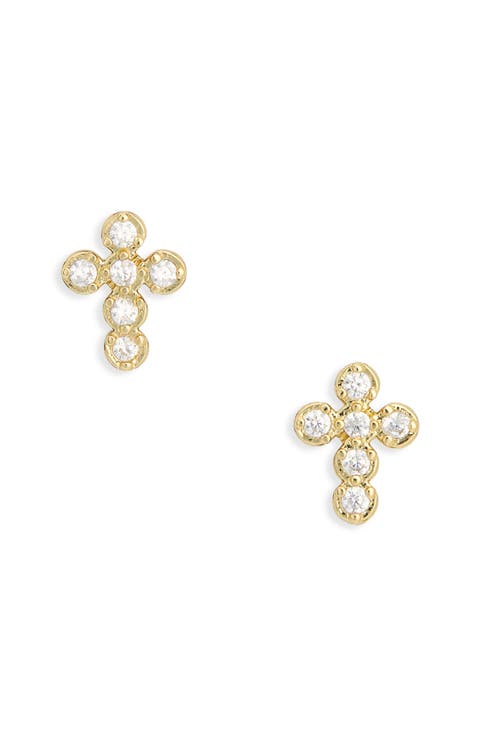 Like a Prayer Cubic Zirconia Cross Stud Earrings