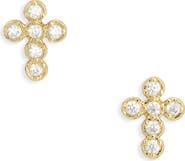 Electric Picks Like a Prayer Cubic Zirconia Cross Stud Earrings