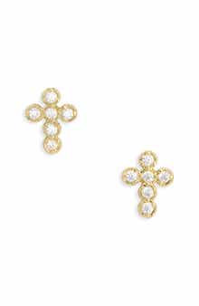 Electric Picks Like a Prayer Cubic Zirconia Cross Stud Earrings