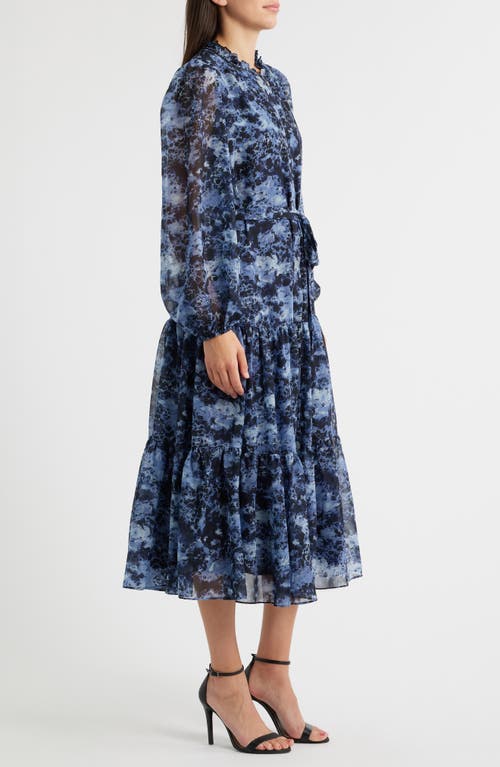 Kobi Halperin Judge Floral Print Long Sleeve Maxi Dress In Blue