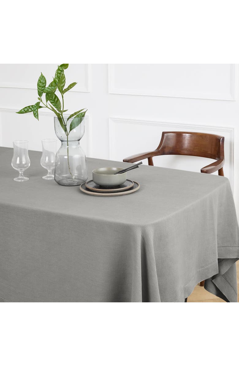 Solino Home Linen Tablecloth - Sonoma Hemstitch, Alternate, color, Grey