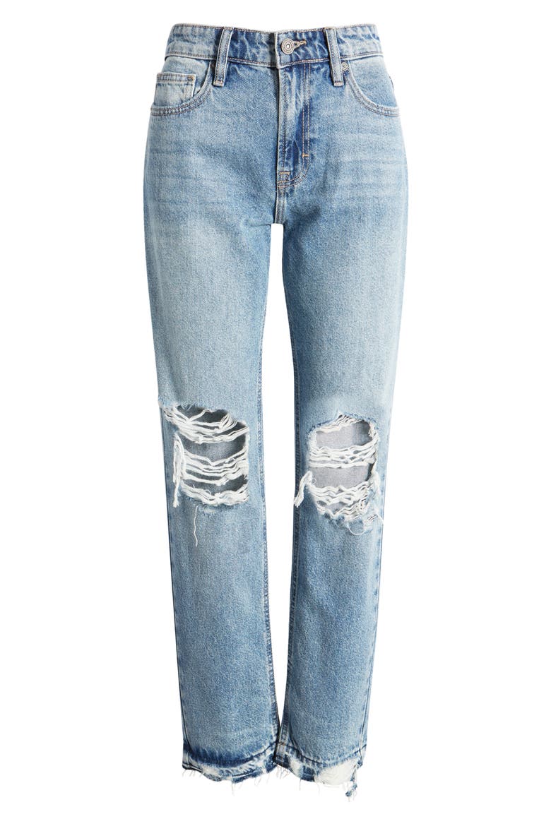 Bailey Ripped High Waist Slim Boyfriend Jeans, Alternate, color, MEDIUM WASH
