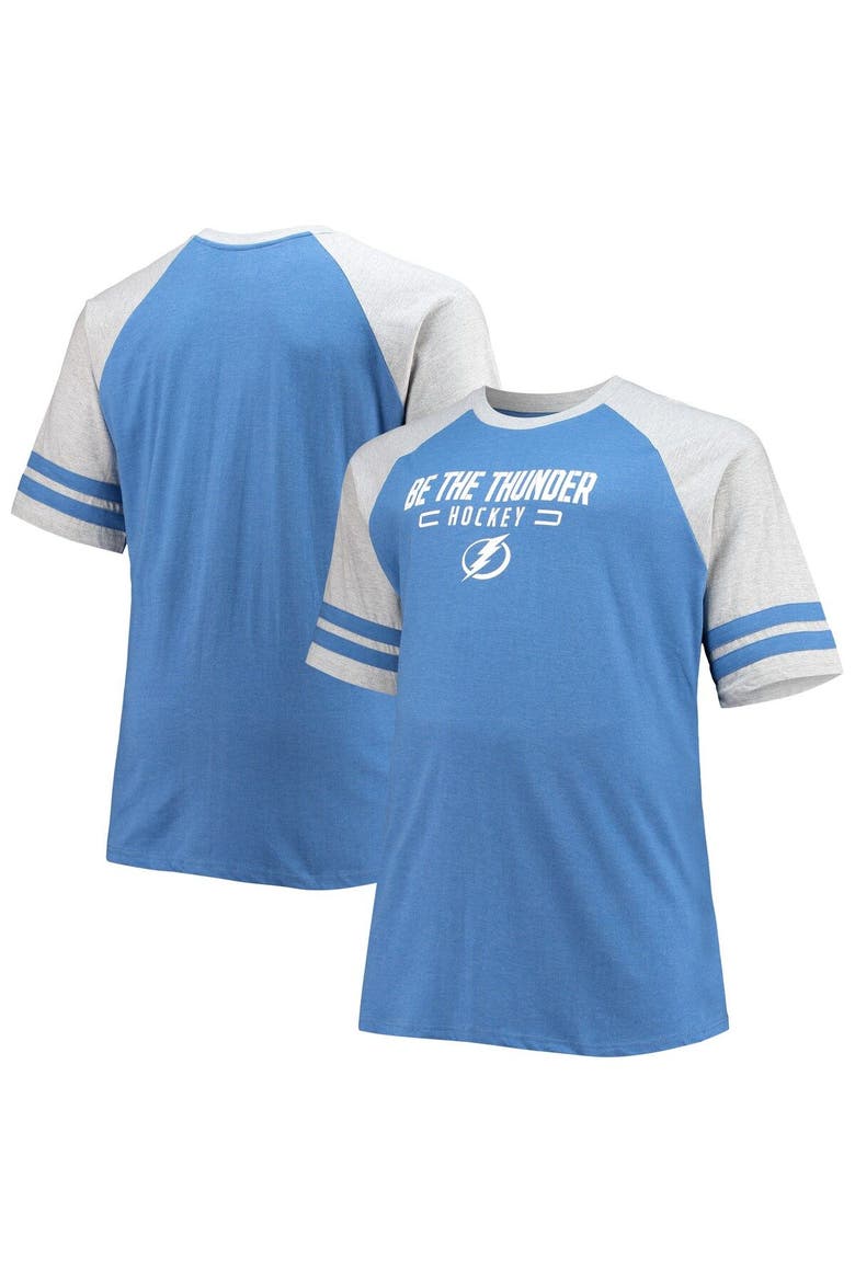 Men's Heathered Blue Tampa Bay Lightning Big & Tall Raglan T-Shirt, Main, color, Blue