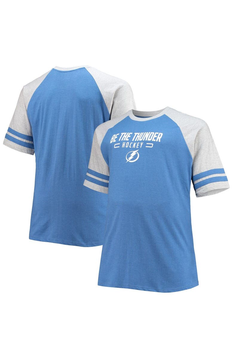 PROFILE Men's Heathered Blue Tampa Bay Lightning Big & Tall Raglan T-Shirt, Main, color, Blue