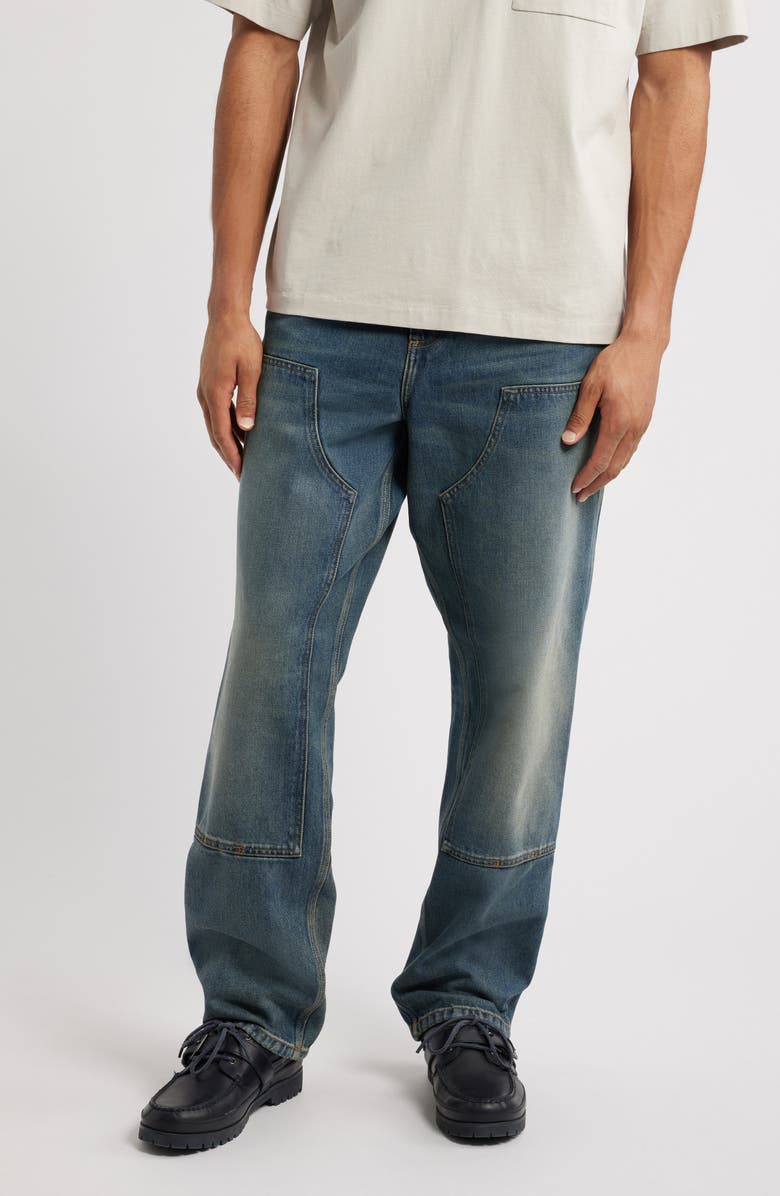 Carhartt Work In Progress Double Knee Work Jeans, Main, color, Blue Worn Used Wash