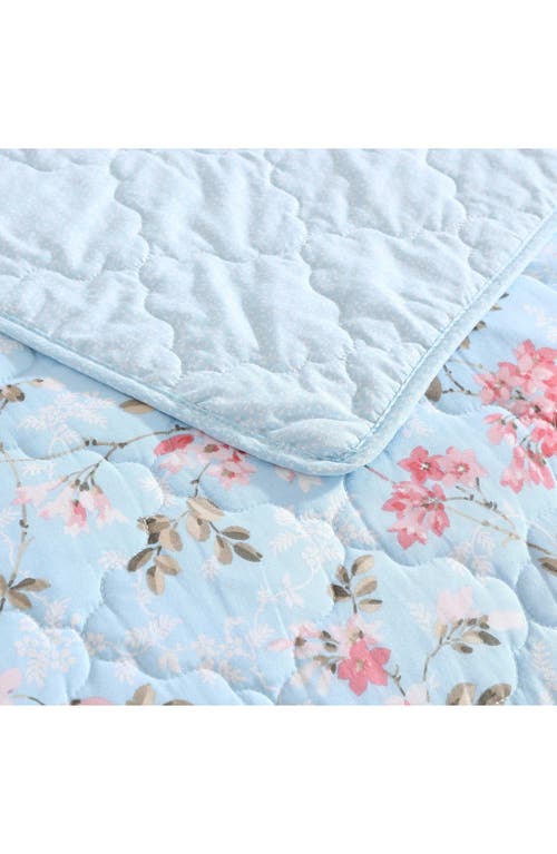 Laura Ashley Blissful Dream Cotton Quilt Set In Blue
