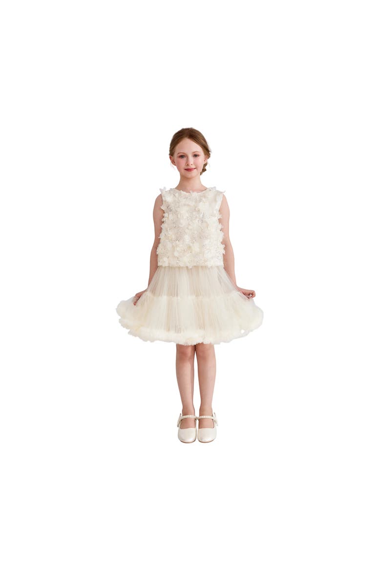 Amorette Floral Applique Top and Dress Set, Alternate, color, Ivory