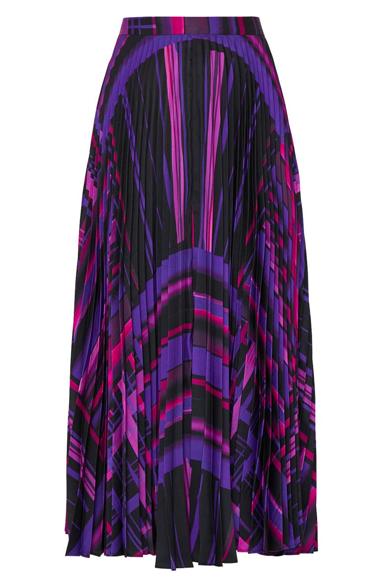 Milly Otha Pleated Midi Skirt, Alternate, color, Purple Multi