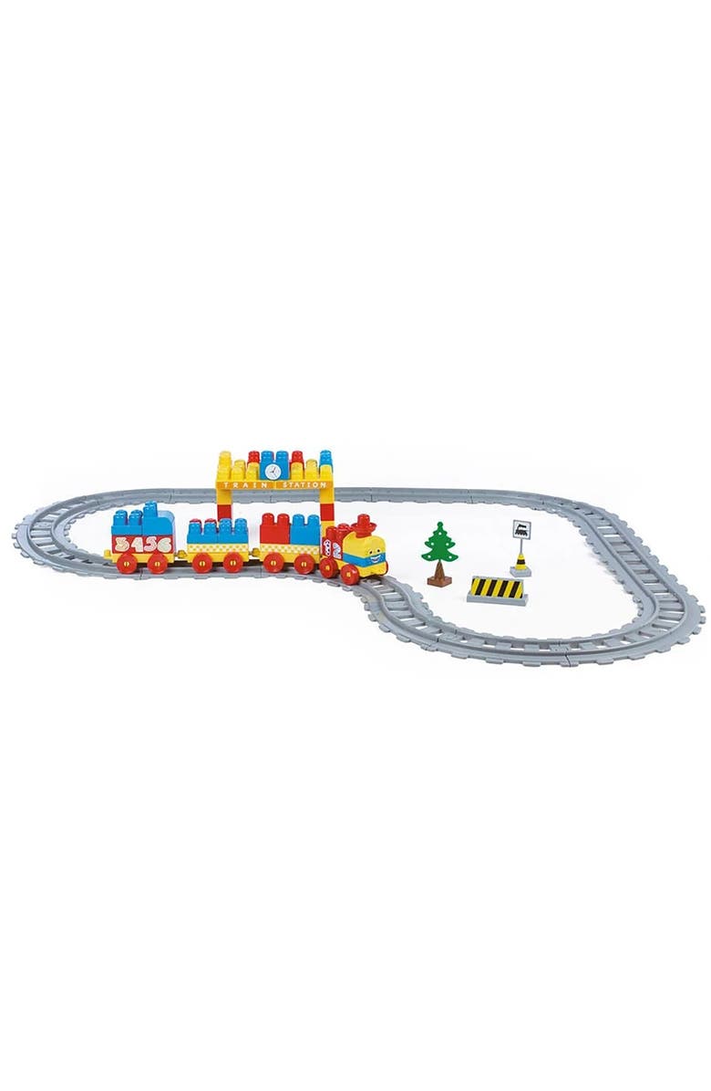 Dolu Train Set 89 Pcs Blocks Assembly Station & Tracks, Ages 18Mo+, Alternate, color, Multicolored