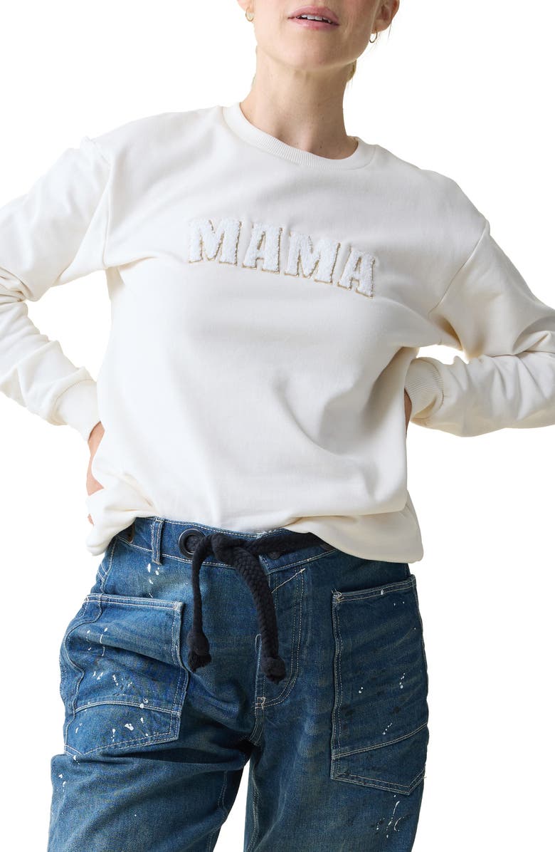 Ingrid & Isabel<sup>®</sup> Mama Fleece Maternity Sweatshirt, Main, color, Cream