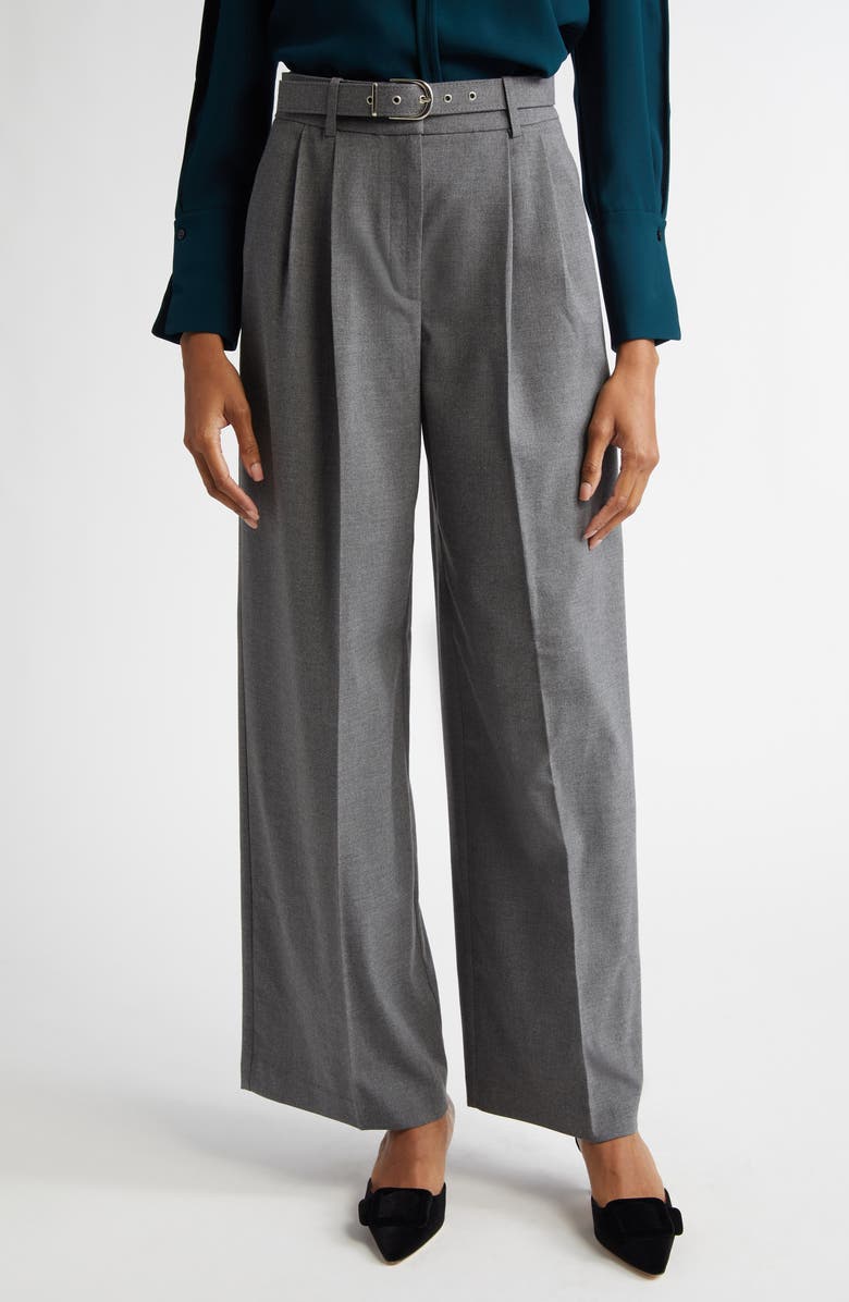 Reiss Freja Belted Wide Leg Pants, Main, color, Grey