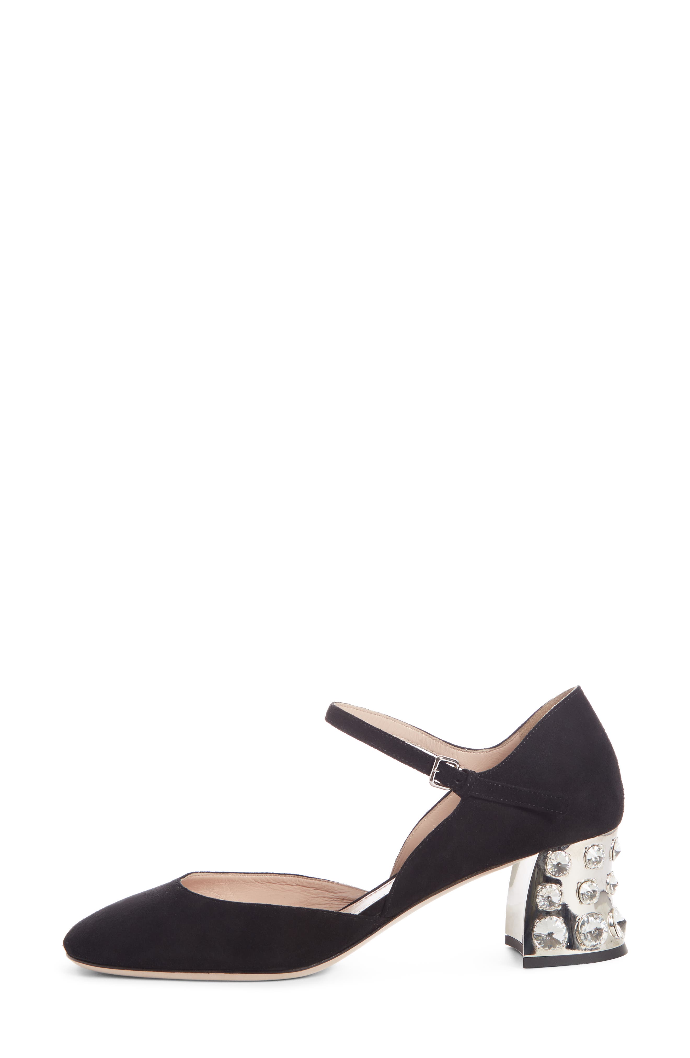 Miu Miu Embellished Block Heel Mary Jane Pump, Alternate, color, 