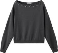 MANGO TEEN Boat Neck Lace-up Sweater