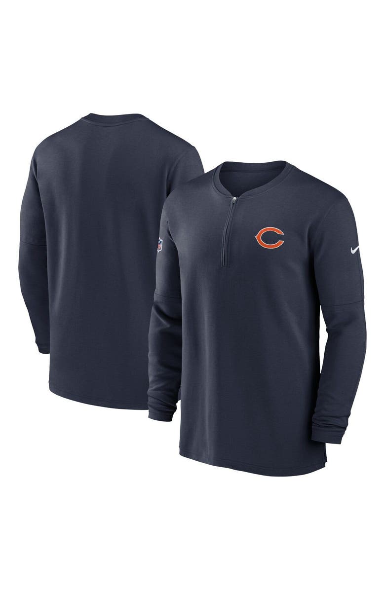 Nike Men's Nike  Navy Chicago Bears 2023 Sideline Performance Long Sleeve Tri-Blend Quarter-Zip Top, Main, color, Navy