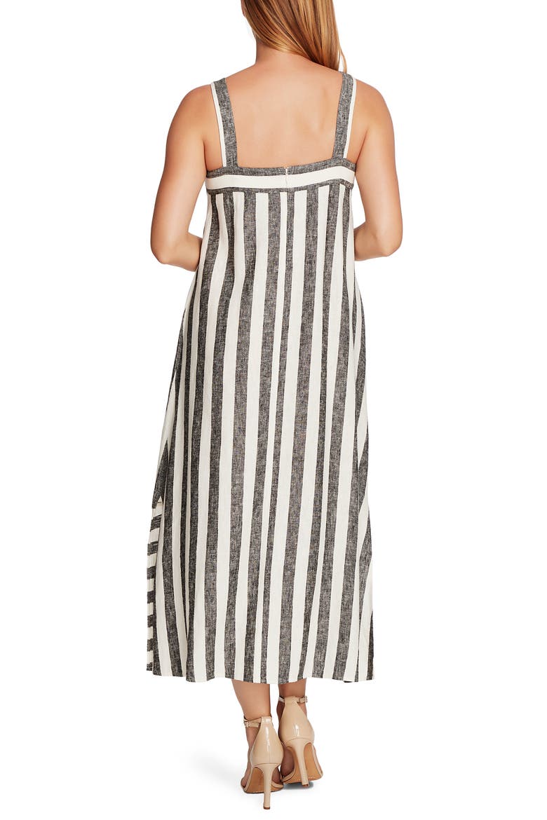 Stripe Linen Blend Sundress, Alternate, color, RICH BLACK