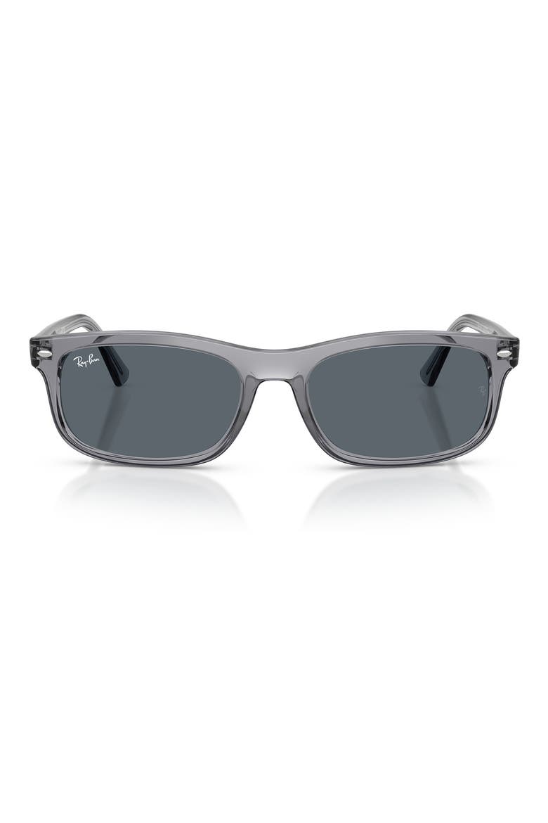 60mm Rectangle Sunglasses, Main, color, TRANSPARENT GREY / BLUE