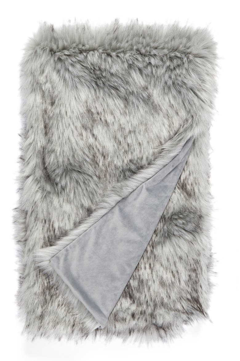 Fox Faux Fur Throw Blanket, Alternate, color, GREY FOX