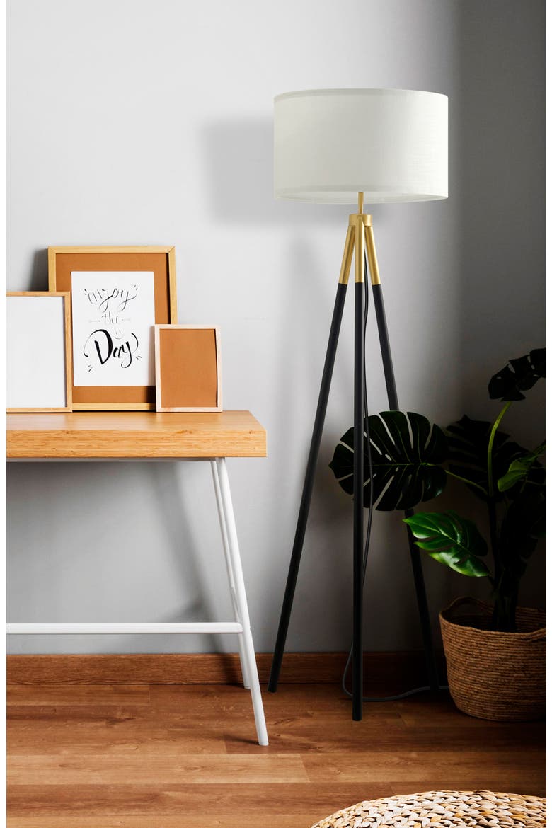 Levi 61" Modern LED Floor Lamp with Gold Accent, Bulb Included, Alternate, color, BLACK / GOLD
