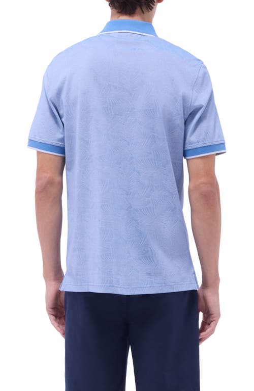 Bugatchi Bird's Eye Leaf Pattern Cotton Polo In Classic Blue
