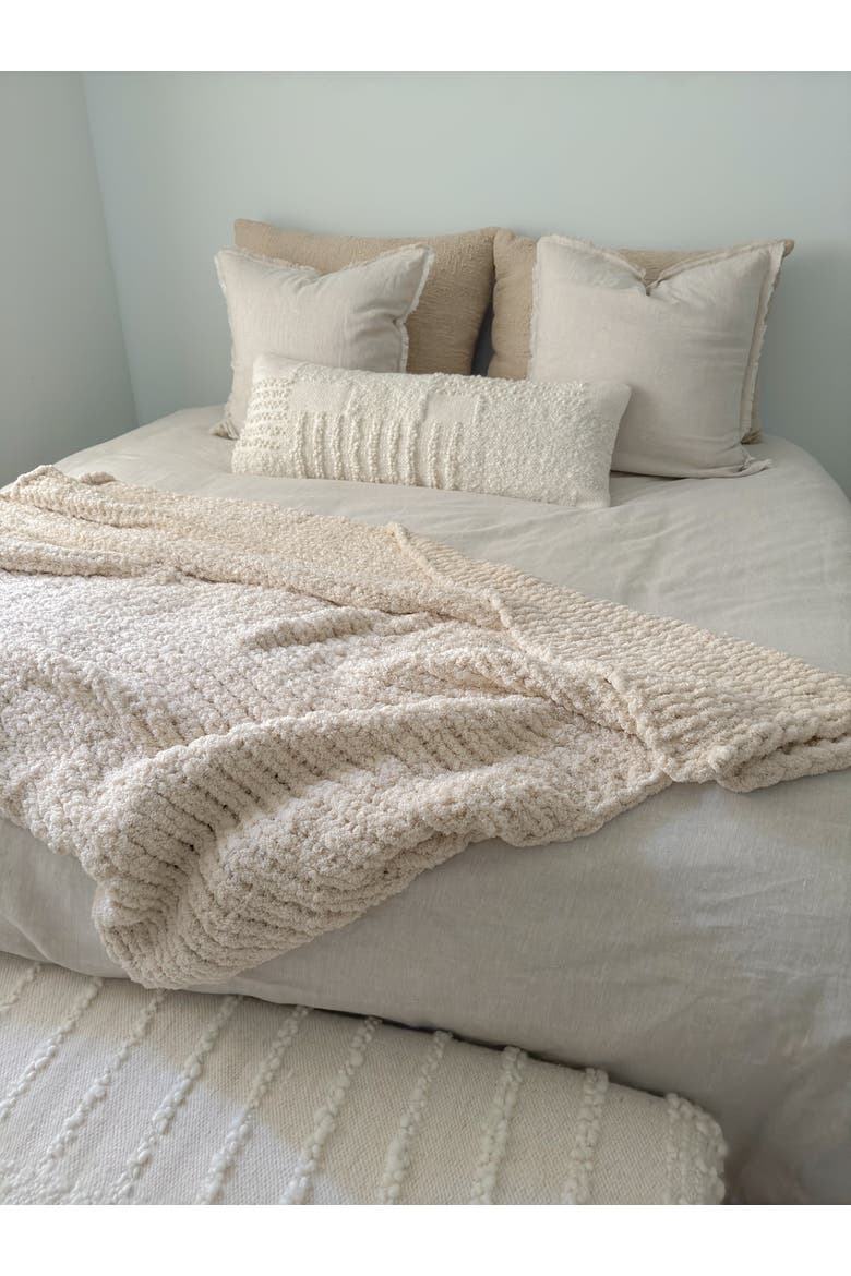 Oversized Plush Chenille Sweater Throw, Alternate, color, Sandy Beige