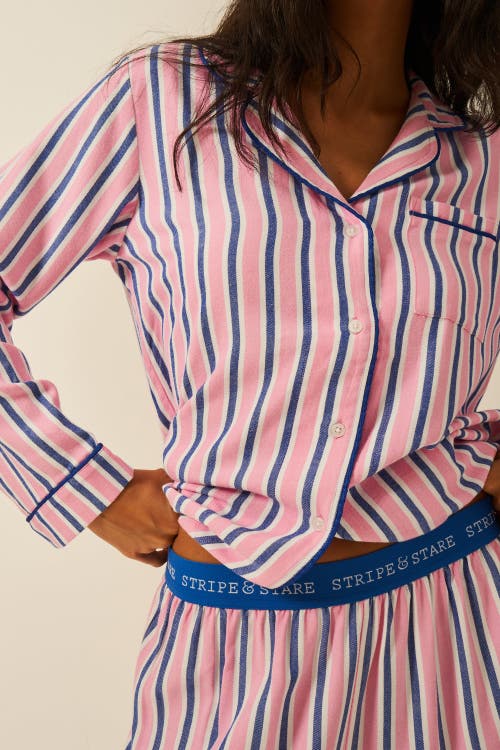Stripe & Stare Ecovero Pyjama Top In Pink