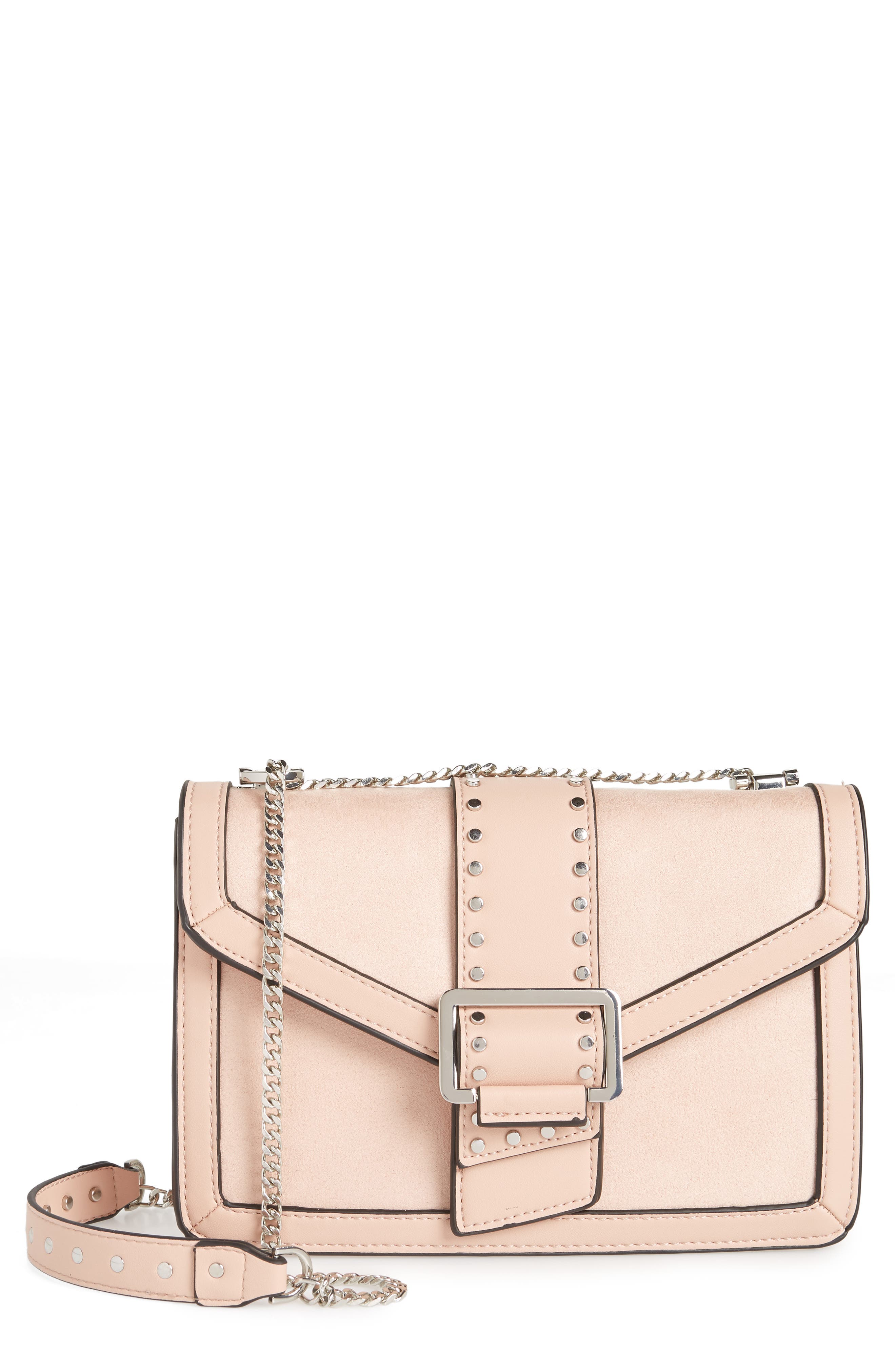 Seema Studded Faux Leather Shoulder Bag, Main, color, NUDE MULTI