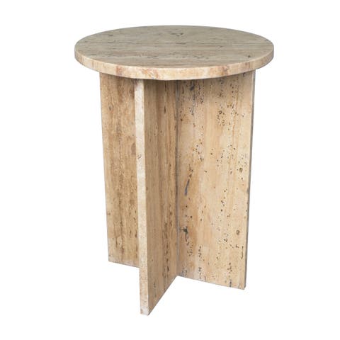 Javier 17.75" Contemporary Natural Marble Handmade X-Shaped End Table