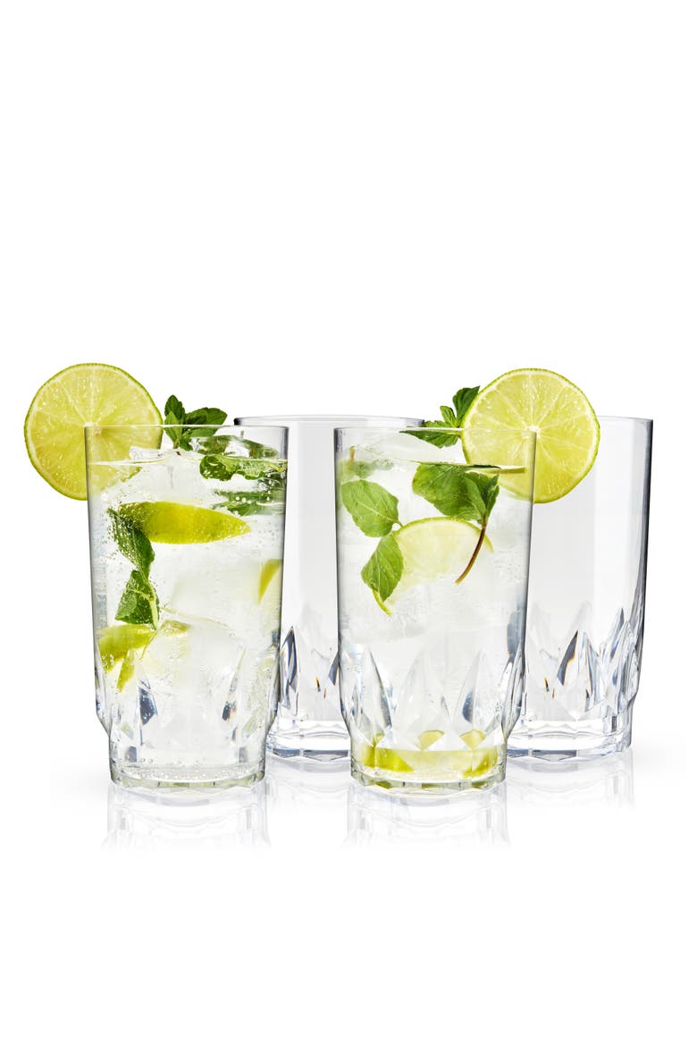 Shatterproof Acrylic Highball Tumblers Set of 4, Alternate, color, Clear
