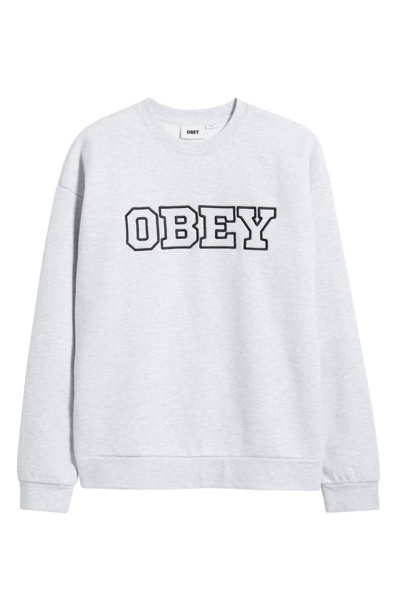 Obey Tenor Heayweight Fleece Crewneck Sweatshirt, Alternate, color, Ash Grey