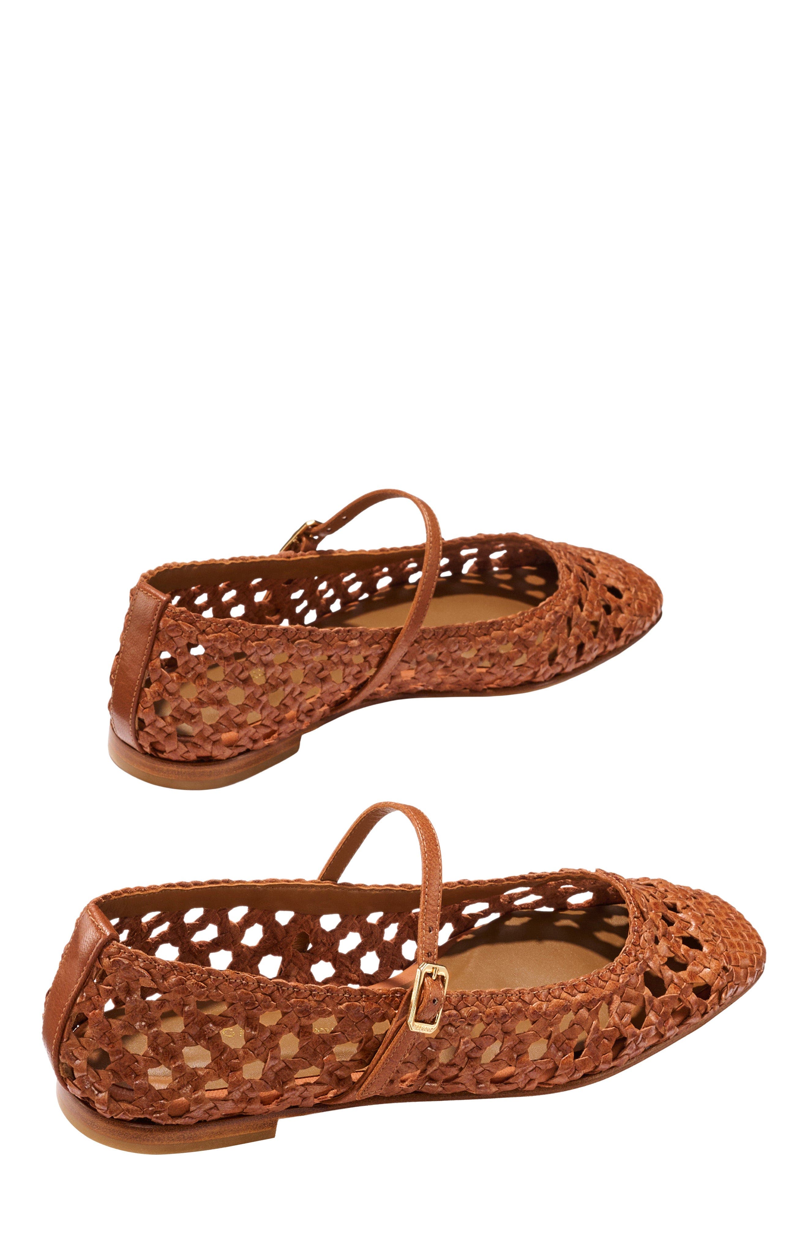 MARGAUX The Woven Fonteyn Jane Flats, Alternate, color, Saddle Leather