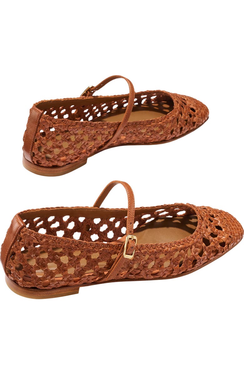 MARGAUX The Woven Fonteyn Jane Flats, Alternate, color, Saddle Leather