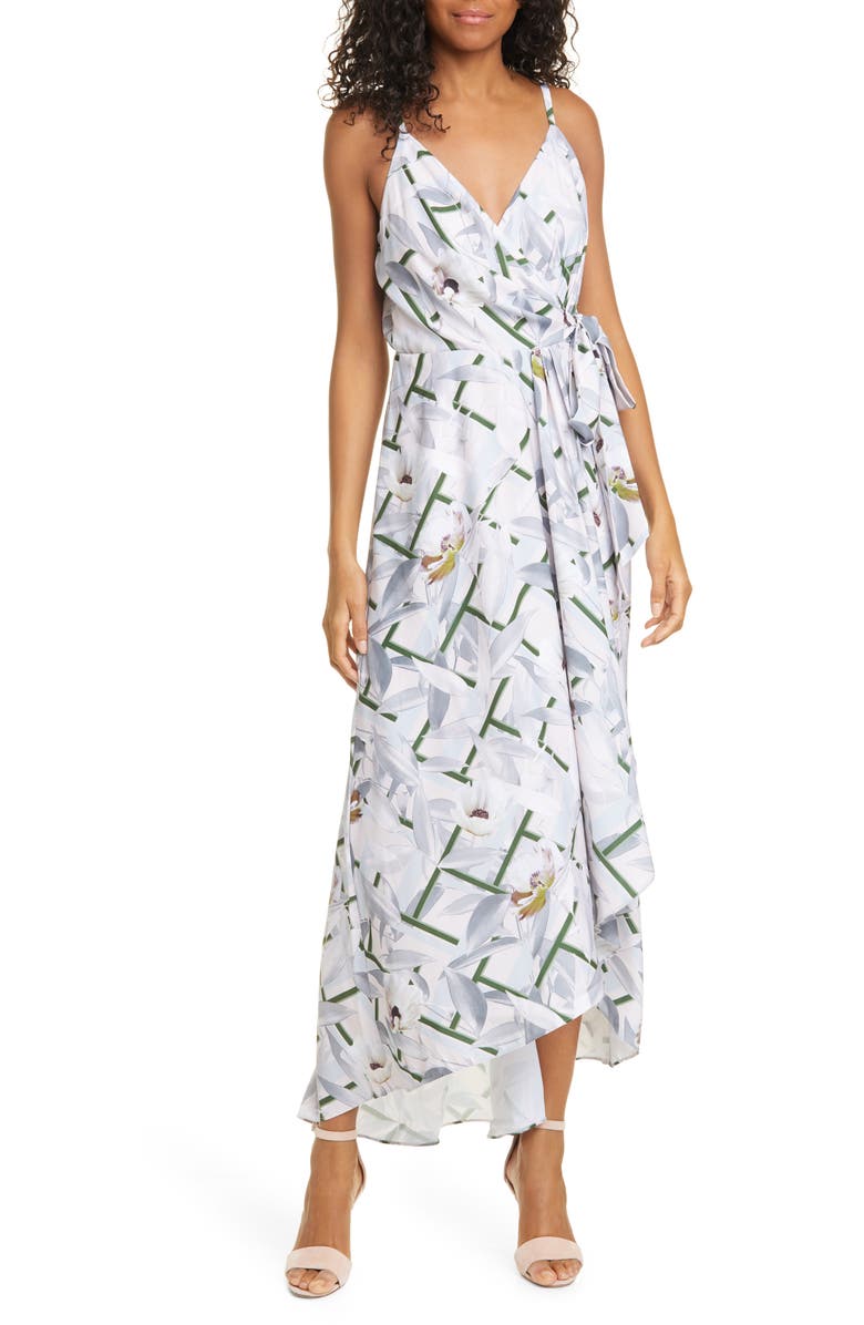 Ted Baker London Olevya Everglade High/Low Wrap Dress, Main, color, 