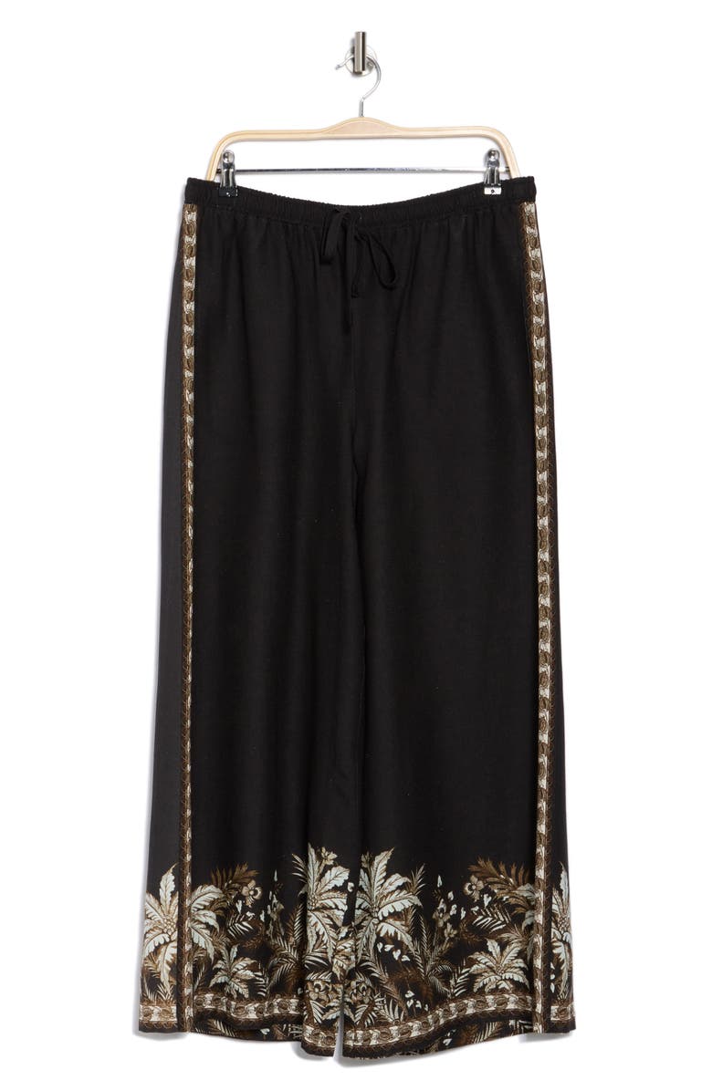 MAX STUDIO Border Print Linen Blend Pants, Alternate, color,