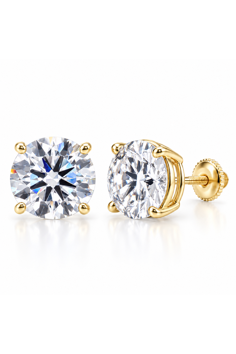 6 ct. tw. E Color VS1 Round Lab-Grown Diamond Stud Earrings in 14K Gold, Main, color, 14K Yellow Gold