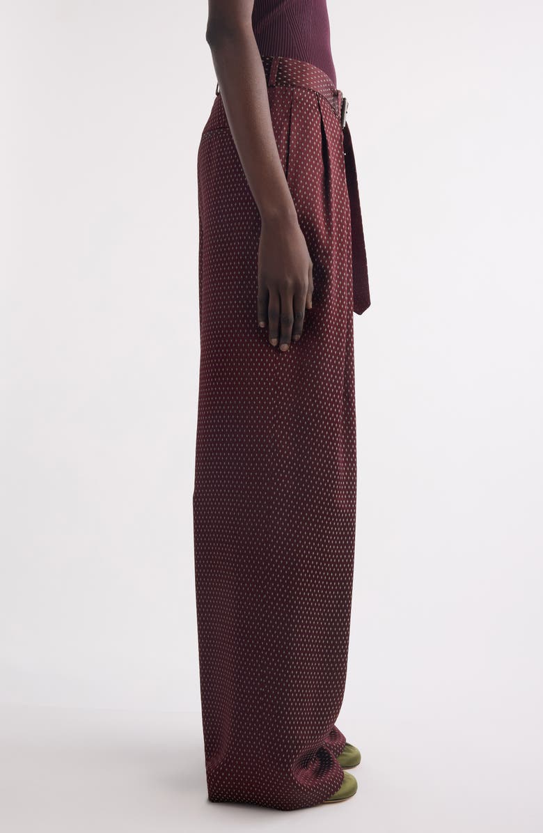 Dries Van Noten Peaches Belted Wide Leg Pants, Alternate, color, Burgundy