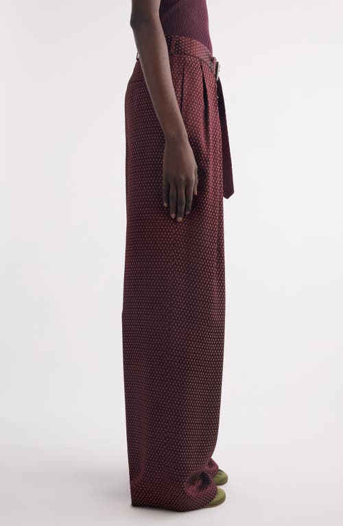 Dries Van Noten Belted High-rise Wide-leg Pants In Burgundy