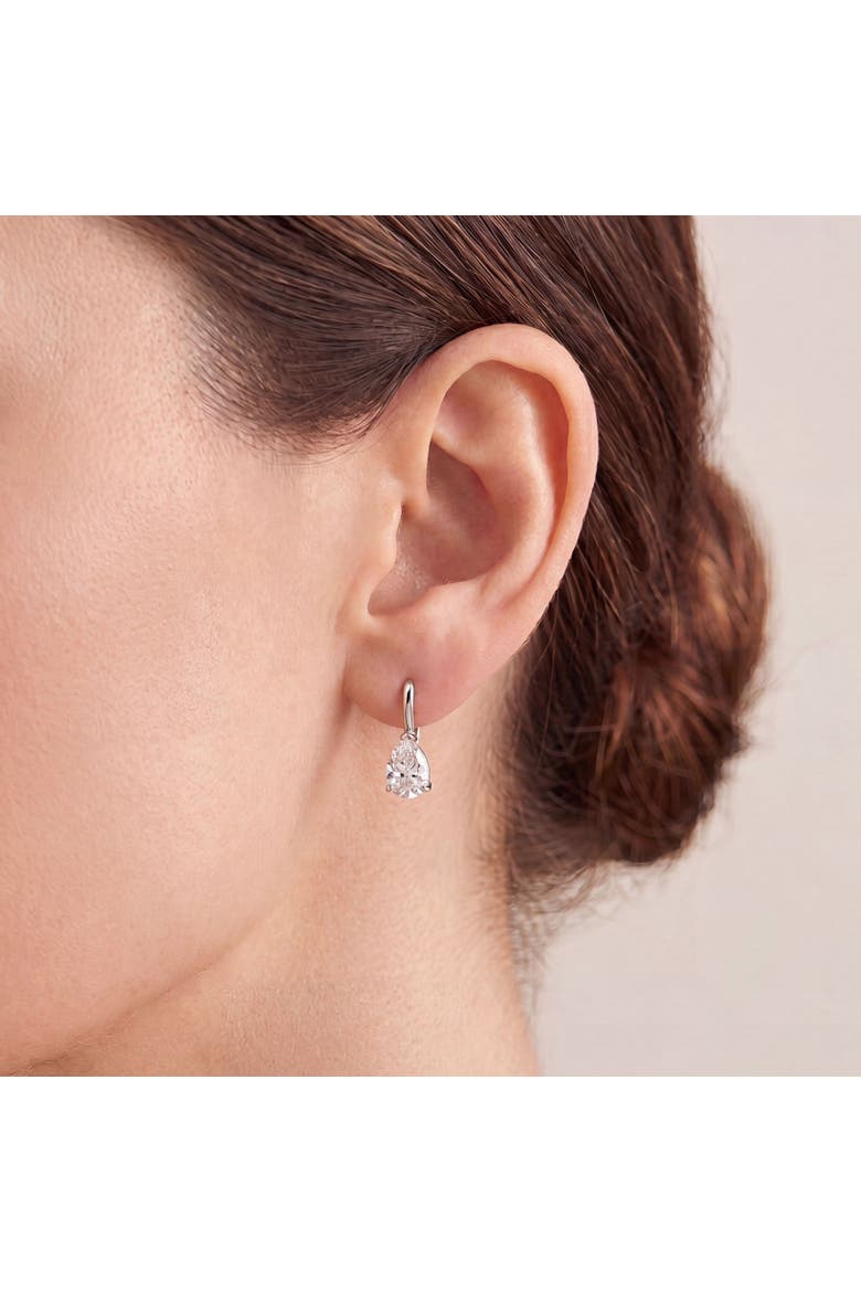 CZ Pear Bar Drop Earrings, Alternate, color, Sterling Silver