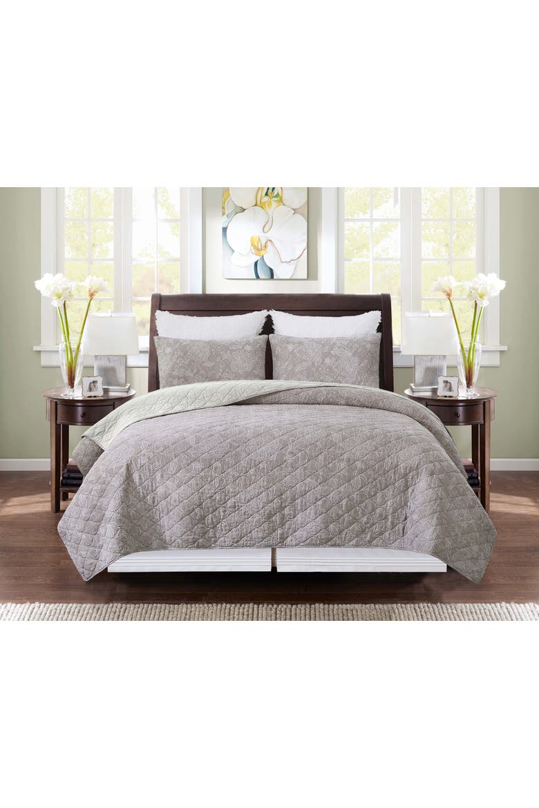 Maeve Jacquard King 3-Piece Quilt Bedding Set, Alternate, color, Gray