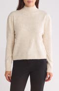 Halogen® Mock Neck Sequin Stripe Sweater