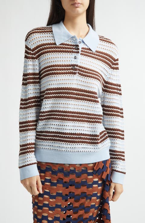 Ryan Pointelle Stripe Merino Wool Polo