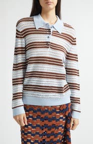 ZANKOV Ryan Pointelle Stripe Merino Wool Polo