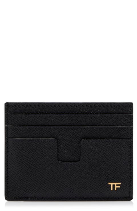 T-Line Small Grain Calfskin Leather Card Holder