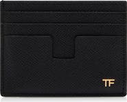 TOM FORD T-Line Small Grain Calfskin Leather Card Holder