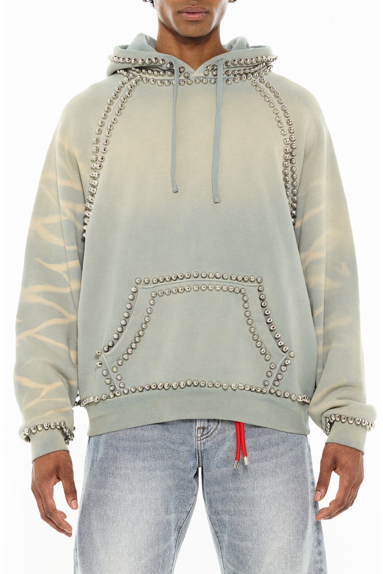 Stud Two-Tone Hoodie, Main, color, SMOG