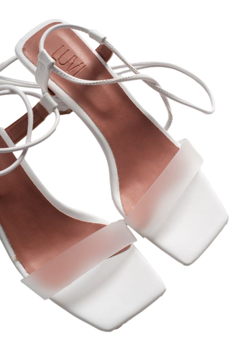 Prologue Shoes Rhea Block Heel Sandal, Alternate, color, White Faux Leather