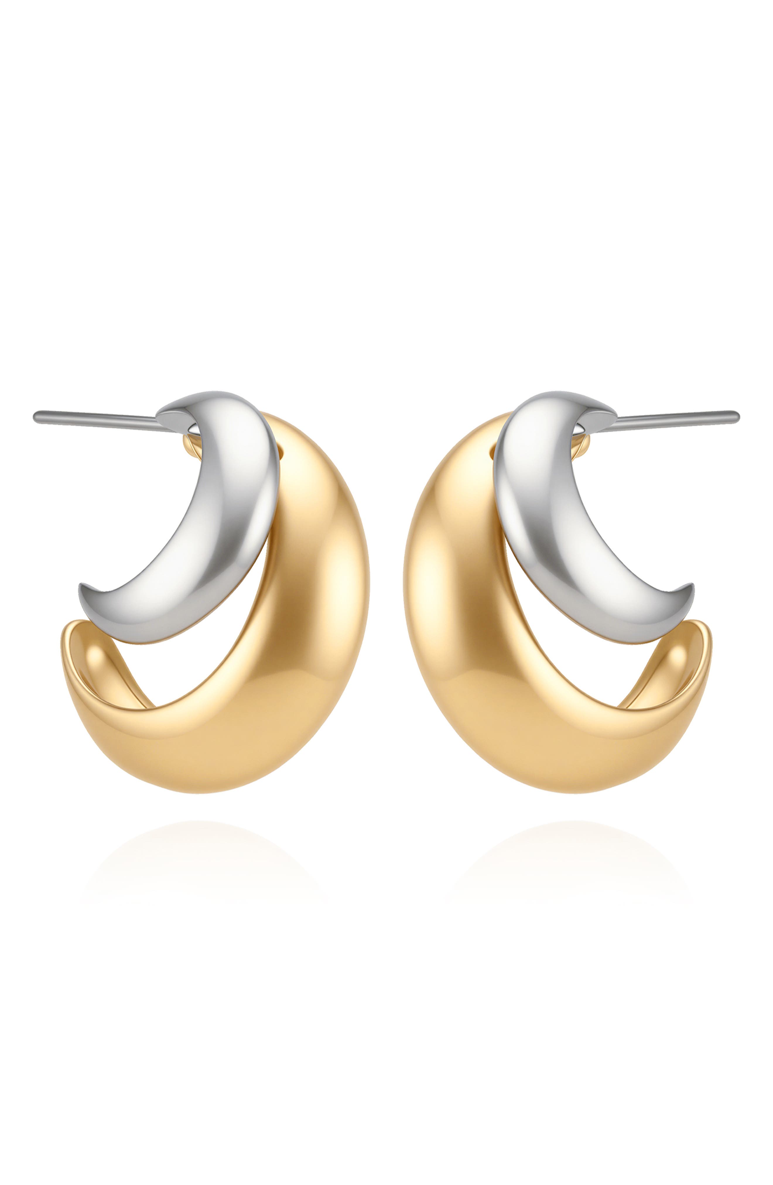 Mixed Metal Double Hoop Earrings