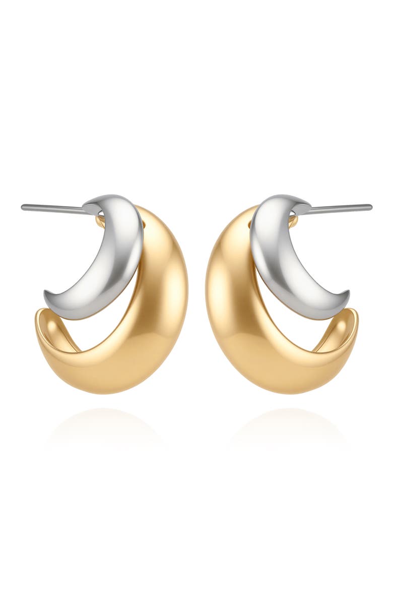 Mixed Metal Double Hoop Earrings, Main, color, GOLD